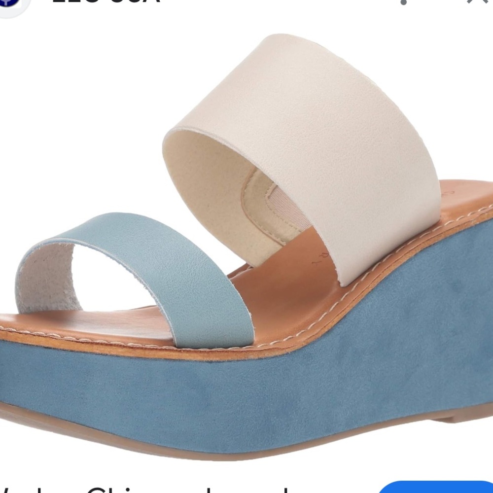 Chinese Laundry Blue and Cream Wedge Sandals size 9